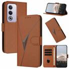 For OPPO A80 Triangle Pattern Buckle Clasp Leather Phone Case(Brown) - 1