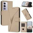 For OPPO A80 Triangle Pattern Buckle Clasp Leather Phone Case(Gold) - 1