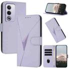 For OPPO A80 Triangle Pattern Buckle Clasp Leather Phone Case(Light Purple) - 1