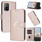 For OPPO A94 5G Triangle Pattern Buckle Clasp Leather Phone Case(Rose Gold) - 1