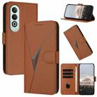 For OPPO K12x Global Triangle Pattern Buckle Clasp Leather Phone Case(Brown) - 1