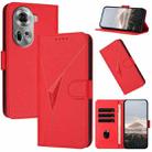 For OPPO Reno11 Global Triangle Pattern Buckle Clasp Leather Phone Case(Red) - 1