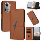 For OPPO Reno11 Global Triangle Pattern Buckle Clasp Leather Phone Case(Brown) - 1