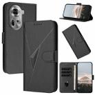 For OPPO Reno11 Global Triangle Pattern Buckle Clasp Leather Phone Case(Black) - 1