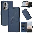 For OPPO Reno11 Global Triangle Pattern Buckle Clasp Leather Phone Case(Royal Blue) - 1