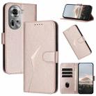 For OPPO Reno11 Global Triangle Pattern Buckle Clasp Leather Phone Case(Rose Gold) - 1