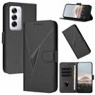 For OPPO Reno12 Global Triangle Pattern Buckle Clasp Leather Phone Case(Black) - 1