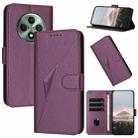 For OPPO Reno12 F 4G Triangle Pattern Buckle Clasp Leather Phone Case(Dark Purple) - 1