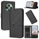 For OPPO Reno12 F 4G Triangle Pattern Buckle Clasp Leather Phone Case(Black) - 1