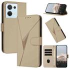 For OPPO Reno8 Triangle Pattern Buckle Clasp Leather Phone Case(Gold) - 1