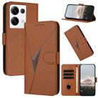For OPPO Reno8 Pro+ Triangle Pattern Buckle Clasp Leather Phone Case(Brown) - 1