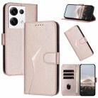 For OPPO Reno8 Pro+ Triangle Pattern Buckle Clasp Leather Phone Case(Rose Gold) - 1