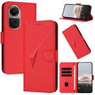 For OPPO Reno10 5G Global Triangle Pattern Buckle Clasp Leather Phone Case(Red) - 1