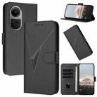 For OPPO Reno10 5G Global Triangle Pattern Buckle Clasp Leather Phone Case(Black) - 1