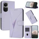 For OPPO Reno10 5G Global Triangle Pattern Buckle Clasp Leather Phone Case(Light Purple) - 1