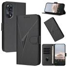 For OPPO Reno8 T 4G Triangle Pattern Buckle Clasp Leather Phone Case(Black) - 1