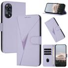 For OPPO Reno8 T 4G Triangle Pattern Buckle Clasp Leather Phone Case(Light Purple) - 1