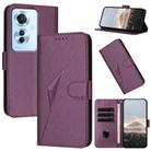 For OPPO Reno11 F / F25 Pro Triangle Pattern Buckle Clasp Leather Phone Case(Dark Purple) - 1