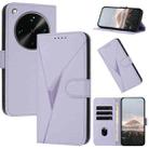 For OPPO Find X8 Ultra Triangle Pattern Buckle Clasp Leather Phone Case(Light Purple) - 1