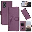 For OPPO A38 /  A18 Triangle Pattern Buckle Clasp Leather Phone Case(Dark Purple) - 1