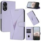 For OPPO A78 5G / A1x Triangle Pattern Buckle Clasp Leather Phone Case(Light Purple) - 1