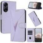For OPPO A98 5G Triangle Pattern Buckle Clasp Leather Phone Case(Light Purple) - 1