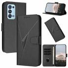 For OPPO Reno6 Pro+ 5G Triangle Pattern Buckle Clasp Leather Phone Case(Black) - 1