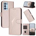 For OPPO Reno6 Pro+ 5G Triangle Pattern Buckle Clasp Leather Phone Case(Rose Gold) - 1