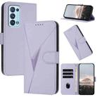 For OPPO Reno6 Pro+ 5G Triangle Pattern Buckle Clasp Leather Phone Case(Light Purple) - 1