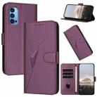 For OPPO Reno14 Global Triangle Pattern Buckle Clasp Leather Phone Case(Dark Purple) - 1