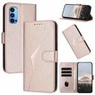 For OPPO Reno14 Global Triangle Pattern Buckle Clasp Leather Phone Case(Rose Gold) - 1