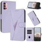For OPPO Reno14 Pro Global Triangle Pattern Buckle Clasp Leather Phone Case(Light Purple) - 1