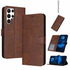 For Samsung Galaxy S25 Ultra 5G Solid Calf Texture Flip Leather Phone Case(Brown) - 1