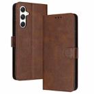 For Samsung Galaxy S25 / S24 5G Solid Calf Texture Flip Leather Phone Case(Brown) - 2