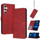 For Samsung Galaxy S25+ / S24+ 5G Solid Calf Texture Flip Leather Phone Case(Red) - 1