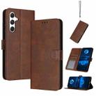 For Samsung Galaxy S25+ / S24+ 5G Solid Calf Texture Flip Leather Phone Case(Brown) - 1
