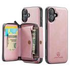 For iPhone 16 Plus JEEHOOD J02 Magnetic Zipper Horizontal Flip Leather Phone Case(Pink) - 2