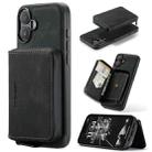 For iPhone 16 Plus JEEHOOD J02 Magnetic Zipper Horizontal Flip Leather Phone Case(Black) - 1