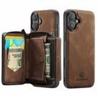 For iPhone 16 Plus JEEHOOD J02 Magnetic Zipper Horizontal Flip Leather Phone Case(Brown) - 2