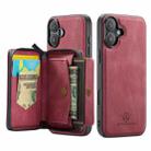 For iPhone 16 JEEHOOD J02 Magnetic Zipper Horizontal Flip Leather Phone Case(Red) - 2
