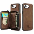For iPhone 16e JEEHOOD J02 Magnetic Zipper Horizontal Flip Leather Phone Case(Brown) - 2