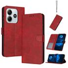 For Redmi Note 14 5G Solid Calf Texture Flip Leather Phone Case(Red) - 1