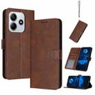 For Redmi Note 14 5G Solid Calf Texture Flip Leather Phone Case(Brown) - 1
