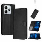 For Redmi Note 14 5G Solid Calf Texture Flip Leather Phone Case(Black) - 1