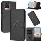 For Realme 8 Triangle Pattern Buckle Clasp Leather Phone Case(Black) - 1