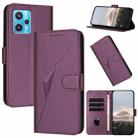 For Realme 9 Pro+ Triangle Pattern Buckle Clasp Leather Phone Case(Dark Purple) - 1