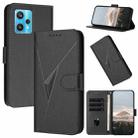 For Realme 9 Pro+ Triangle Pattern Buckle Clasp Leather Phone Case(Black) - 1