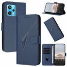 For Realme 9 Pro+ Triangle Pattern Buckle Clasp Leather Phone Case(Royal Blue) - 1