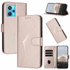 For Realme 9 Pro+ Triangle Pattern Buckle Clasp Leather Phone Case(Rose Gold) - 1