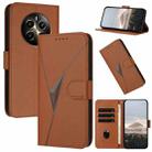 For Realme 12+ Triangle Pattern Buckle Clasp Leather Phone Case(Brown) - 1